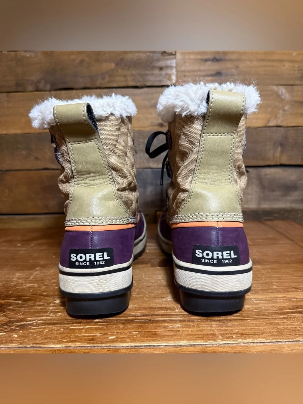 Sorel Womens Winter Boots Fur Lined NL1932-270 Waterproof Sz US 7 Purple/Brown